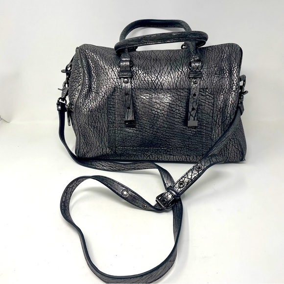 Badgley Mischka Dark Gray Faux Leather Weekend Bag – Crossbody & Shoulder Straps - Picture 1 of 11